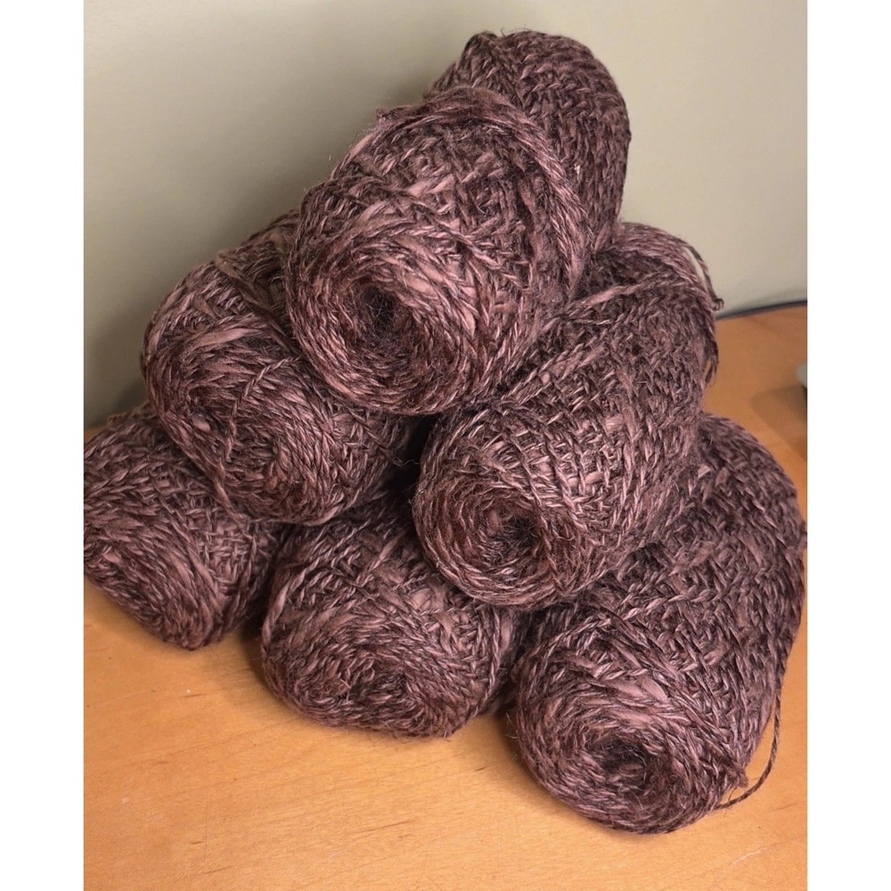 Turkish Yarn Brown Textured 6 Skeins 1 Lb 6 Oz Total
